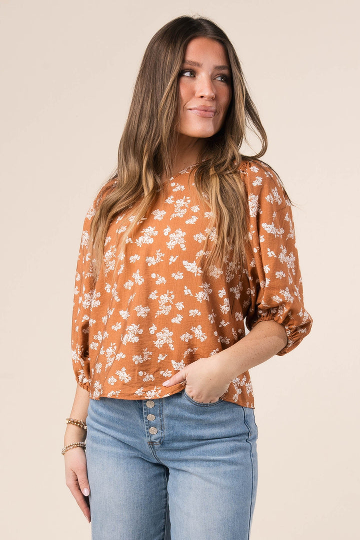Floral Draped Sleeve Top