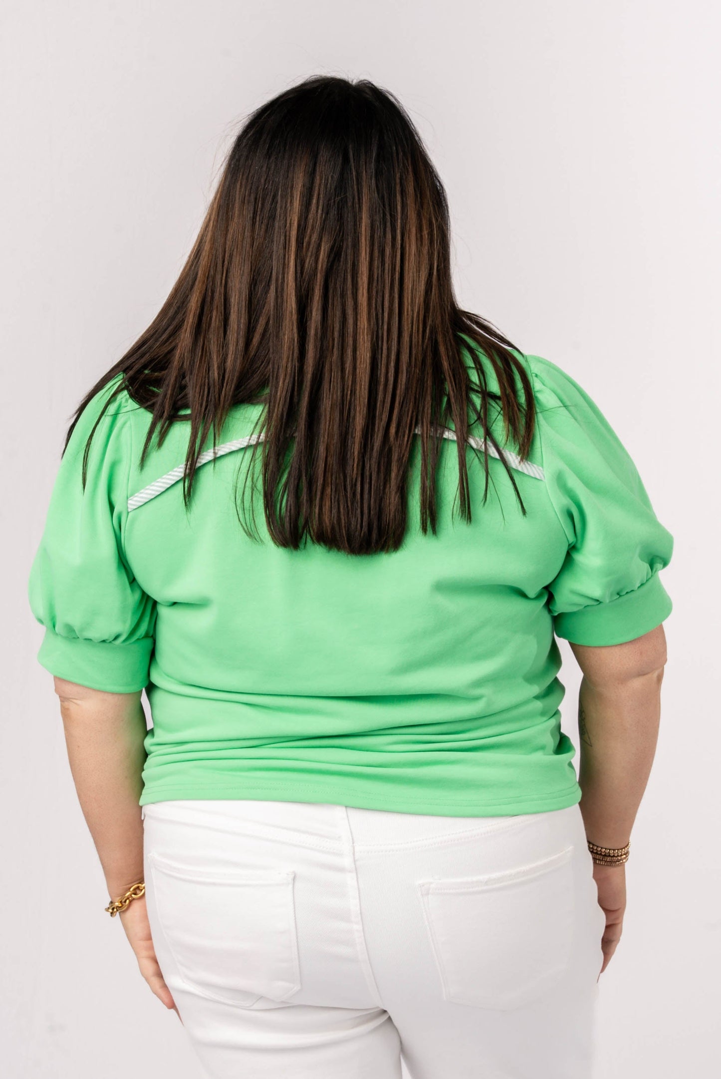 Contrast Stripe Ruffle Neck Top *Final Sale*