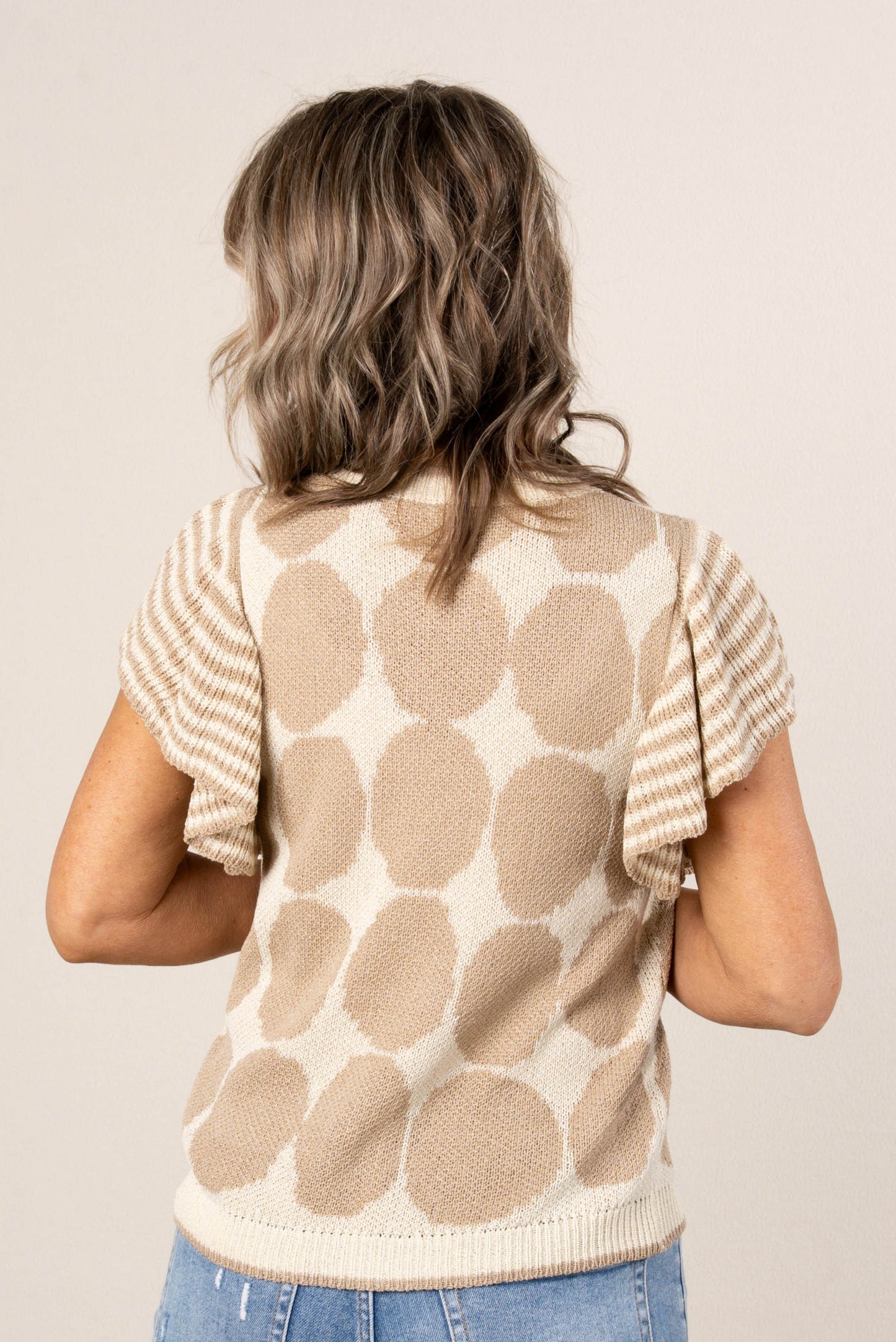 Polka Dot Striped Ruffle Sleeve Sweater *Final Sale*