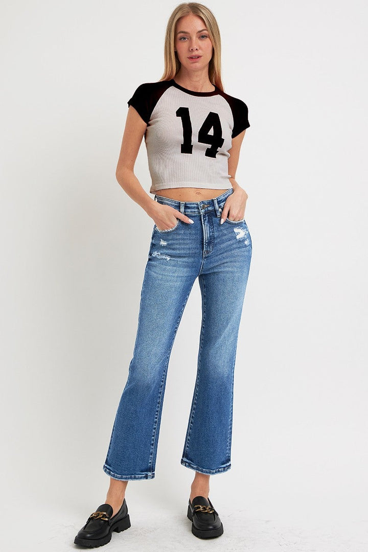 Risen Denim | Taylor High Rise Tummy Control Crop Bootcut Jeans