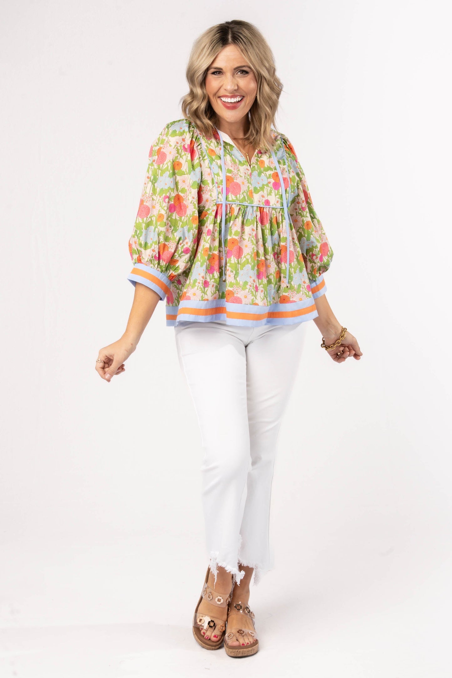 Floral Tie Neck Babydoll Top *Final Sale*