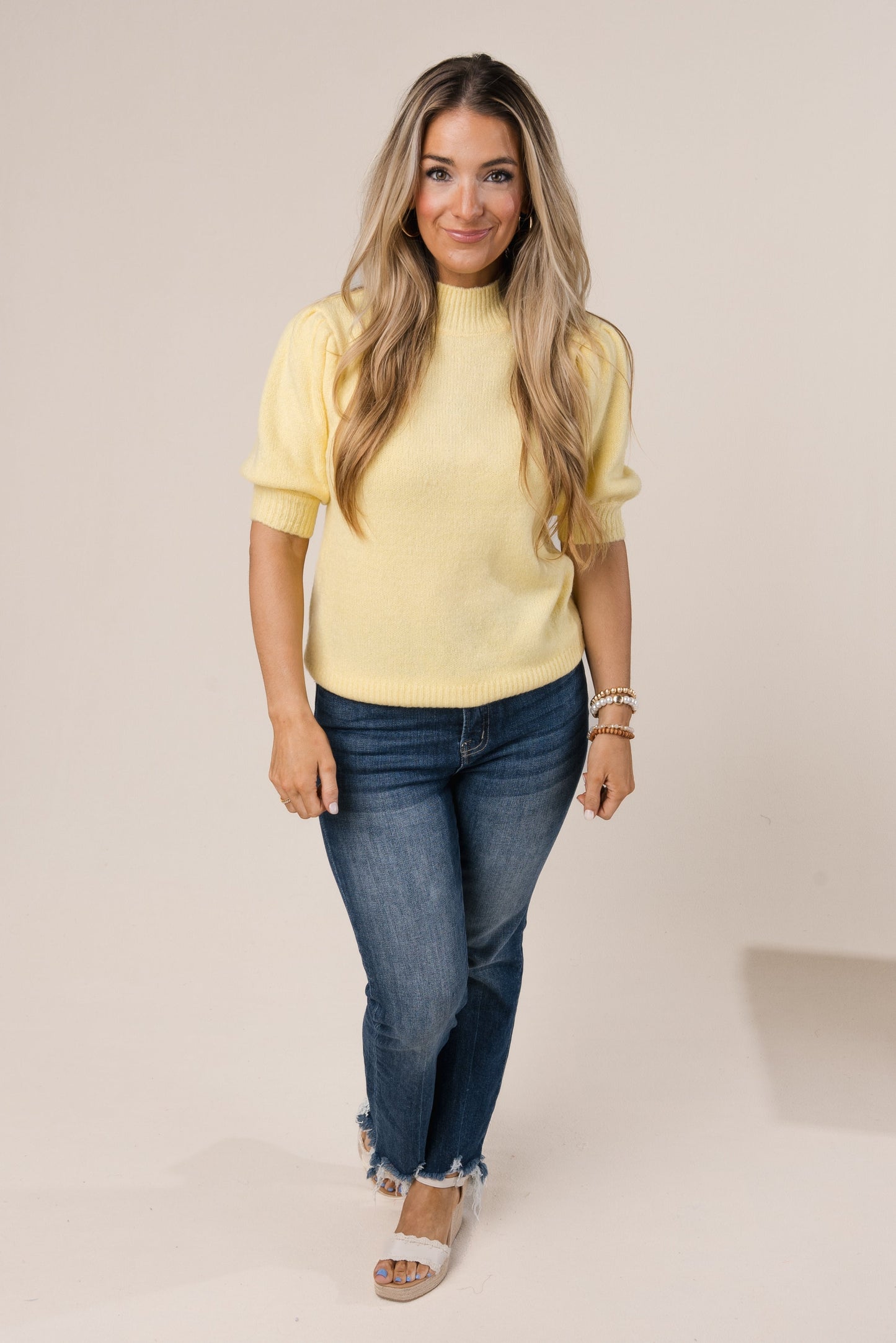 Puff Sleeve Mock Neck Sweater