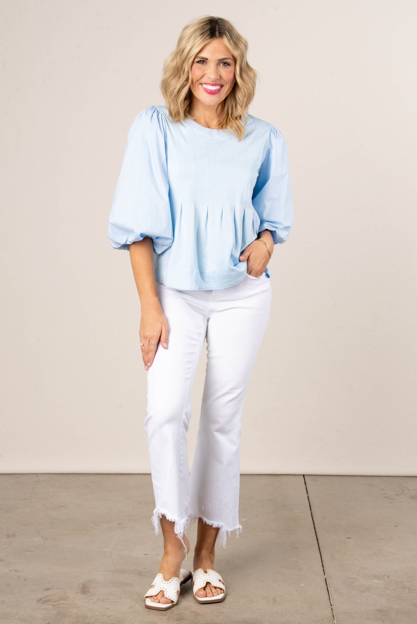 Poplin Pleated Waist Top