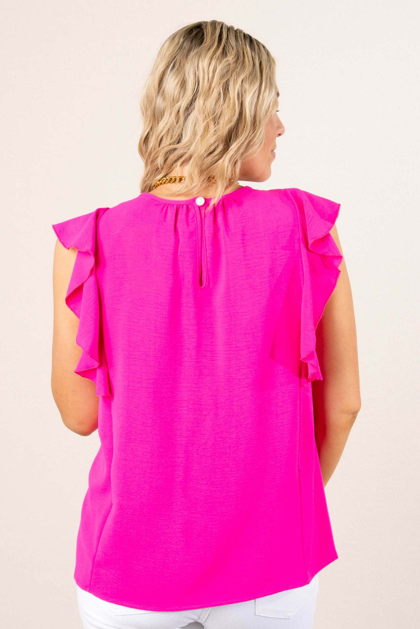 Gathered Neck Ruffle Detail Top