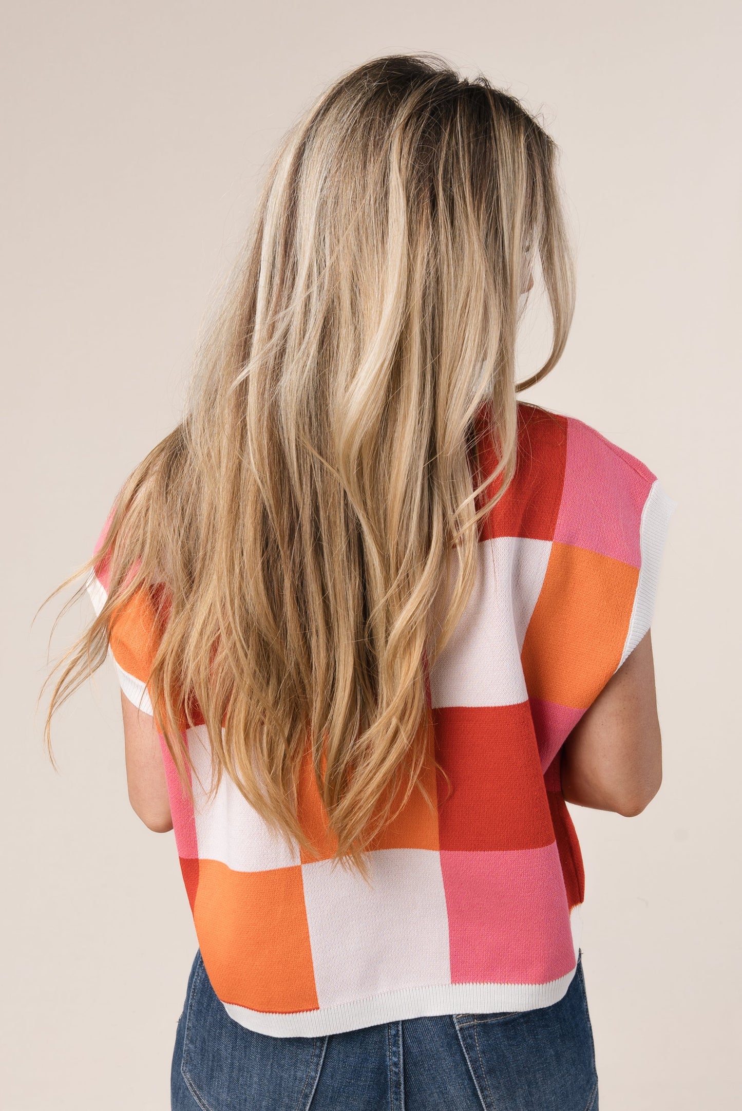 Color Block Cap Sleeve Sweater