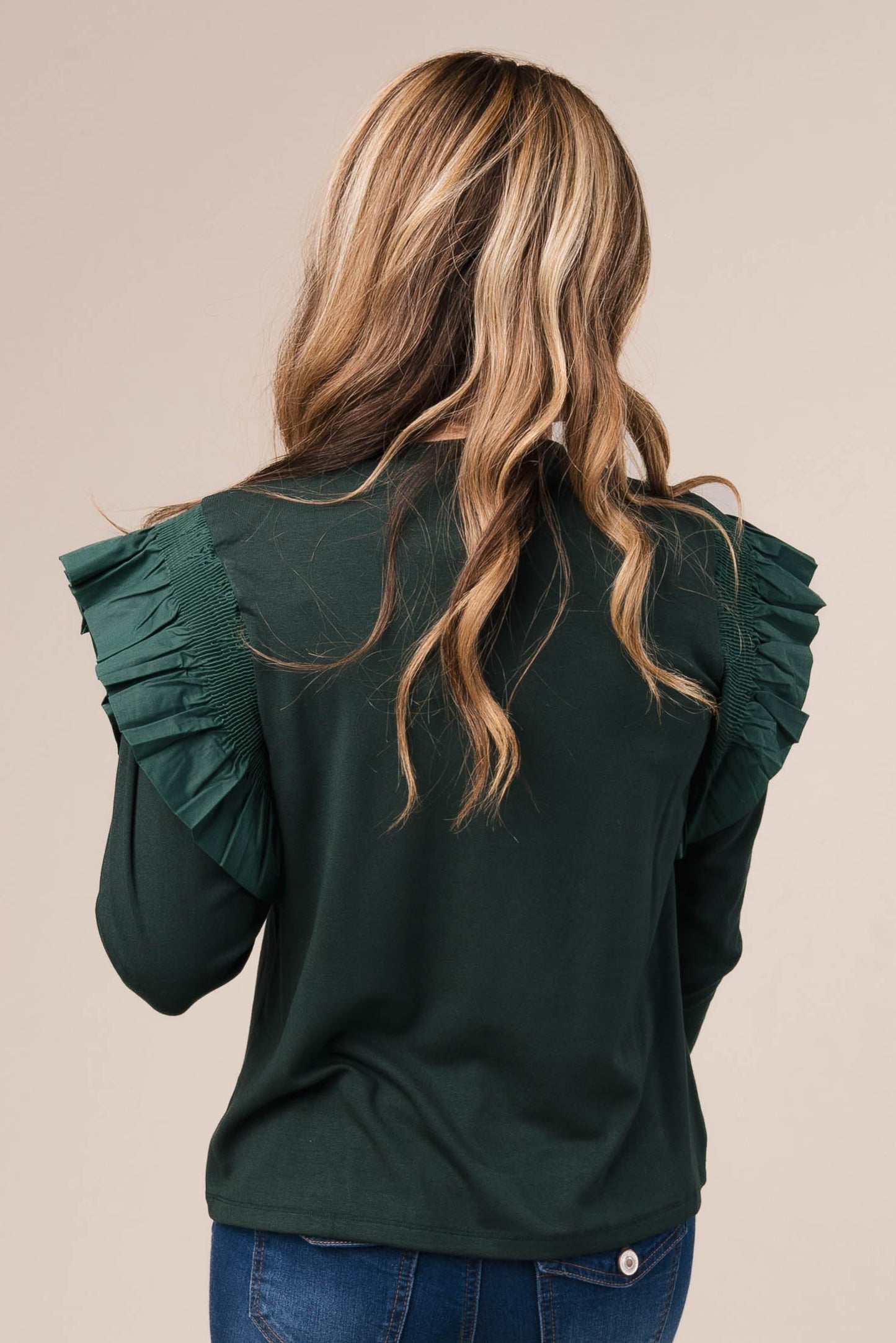 Contrast Ruffle Shoulder Top *Final Sale*
