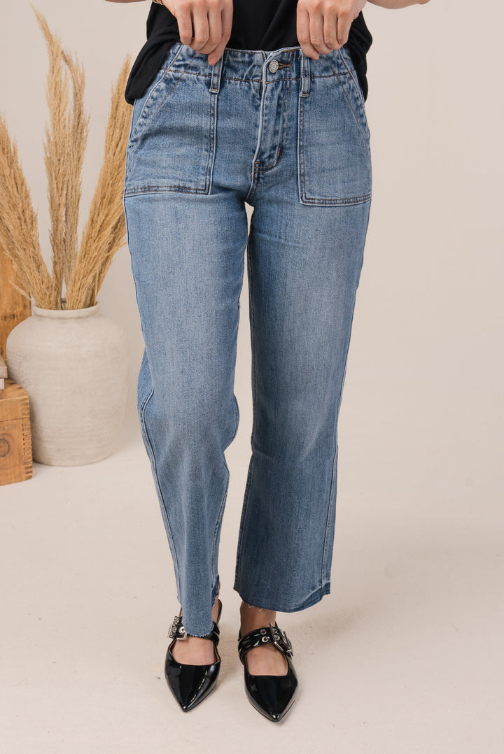 VERVET Denim | Calli High Rise Crop Utility Jeans