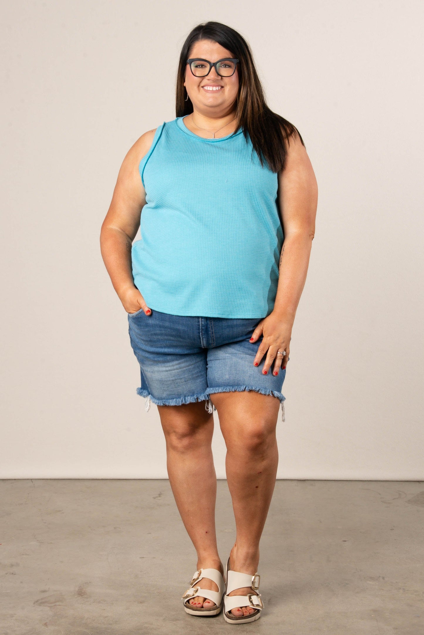 Waffle Knit Round Neck Tank *Final Sale*