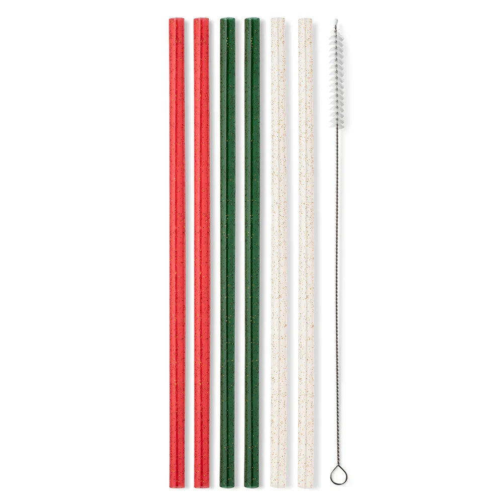Swig Holiday Reusable Straws + Brush Set