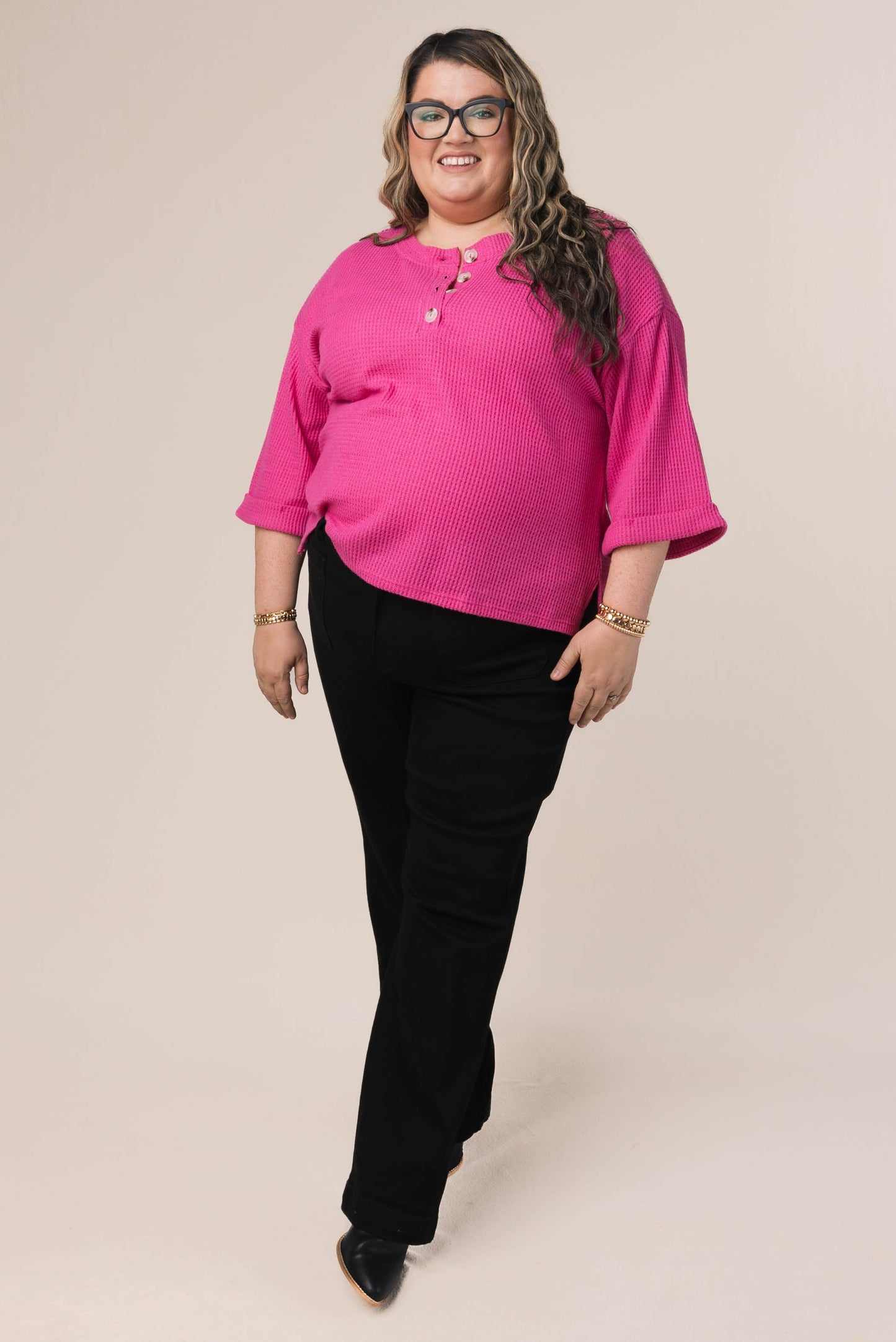 Waffle Knit Henley Top *Final Sale*