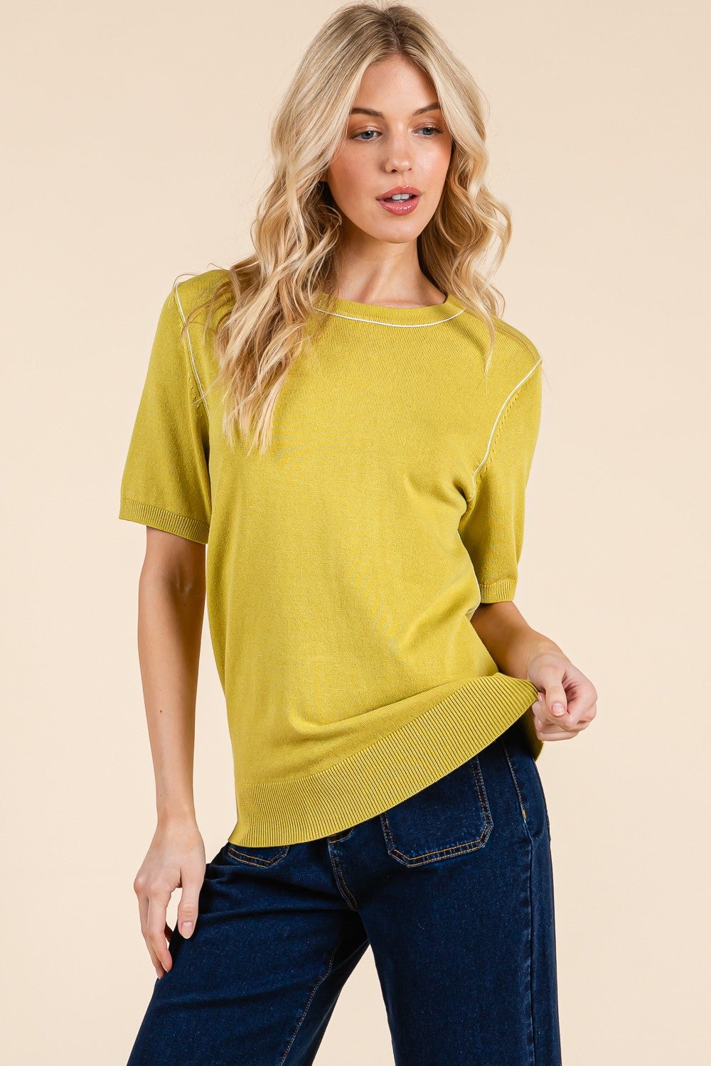 Lightweight Contrast Seam Sweater