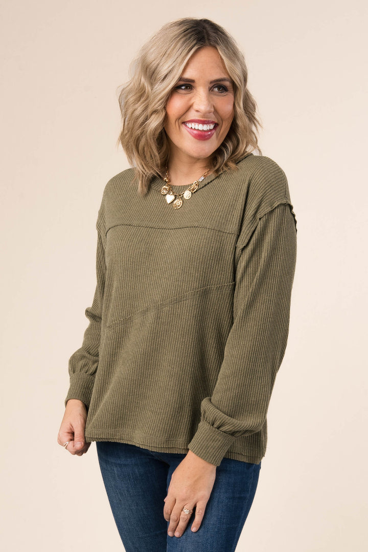Ribbed Exposed Seam Top *Final Sale*