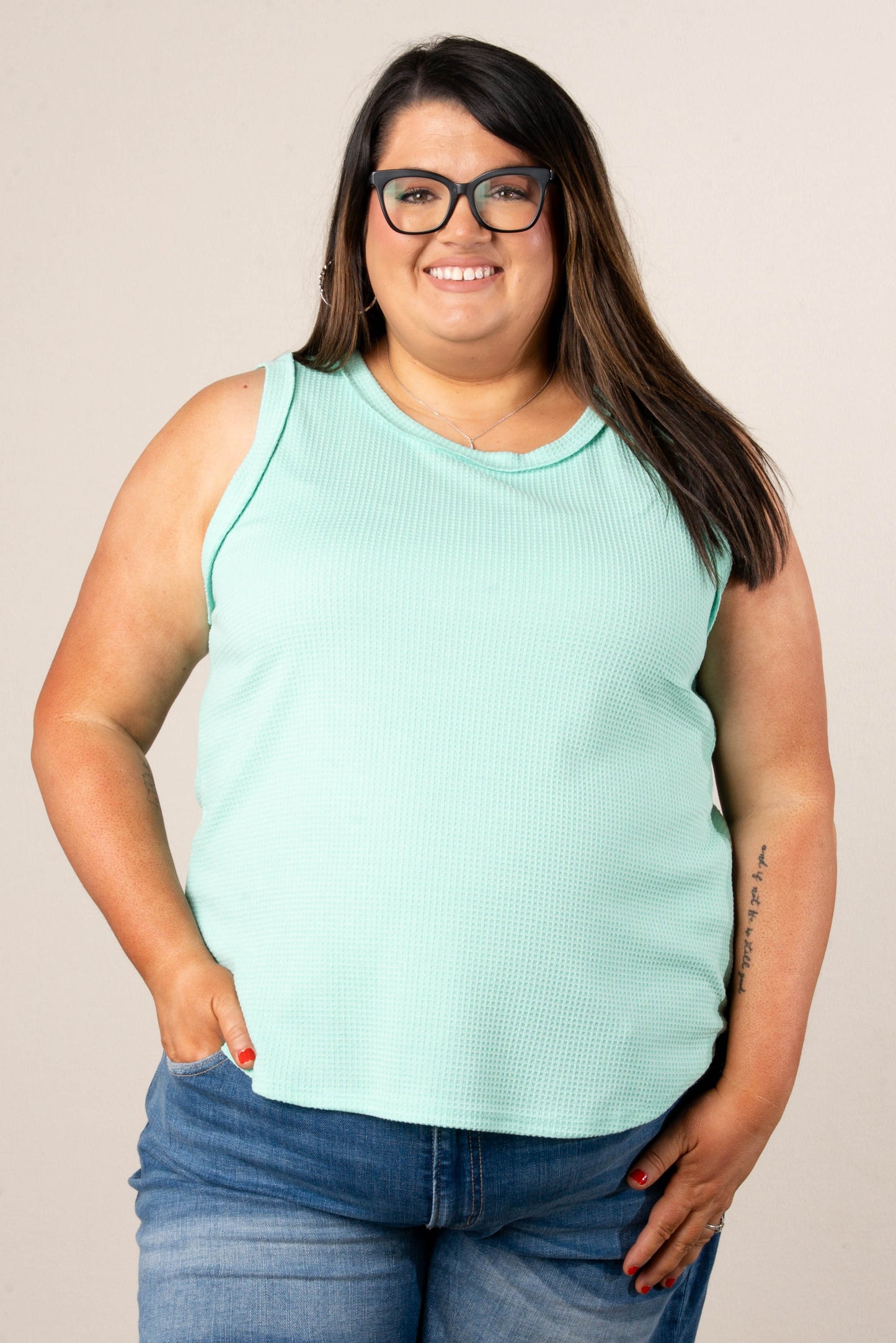 Waffle Knit Round Neck Tank *Final Sale*