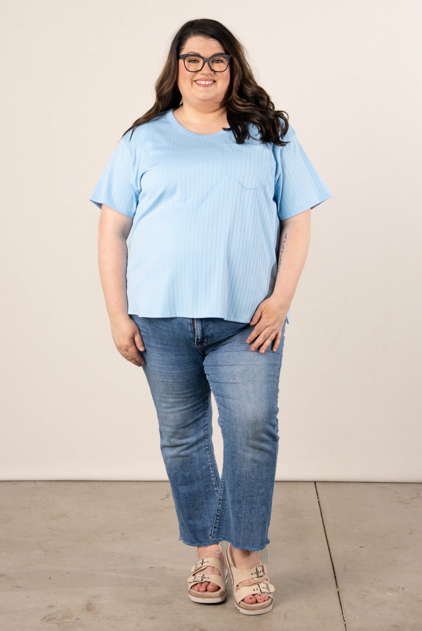 Wide Ribbed Pocket Top