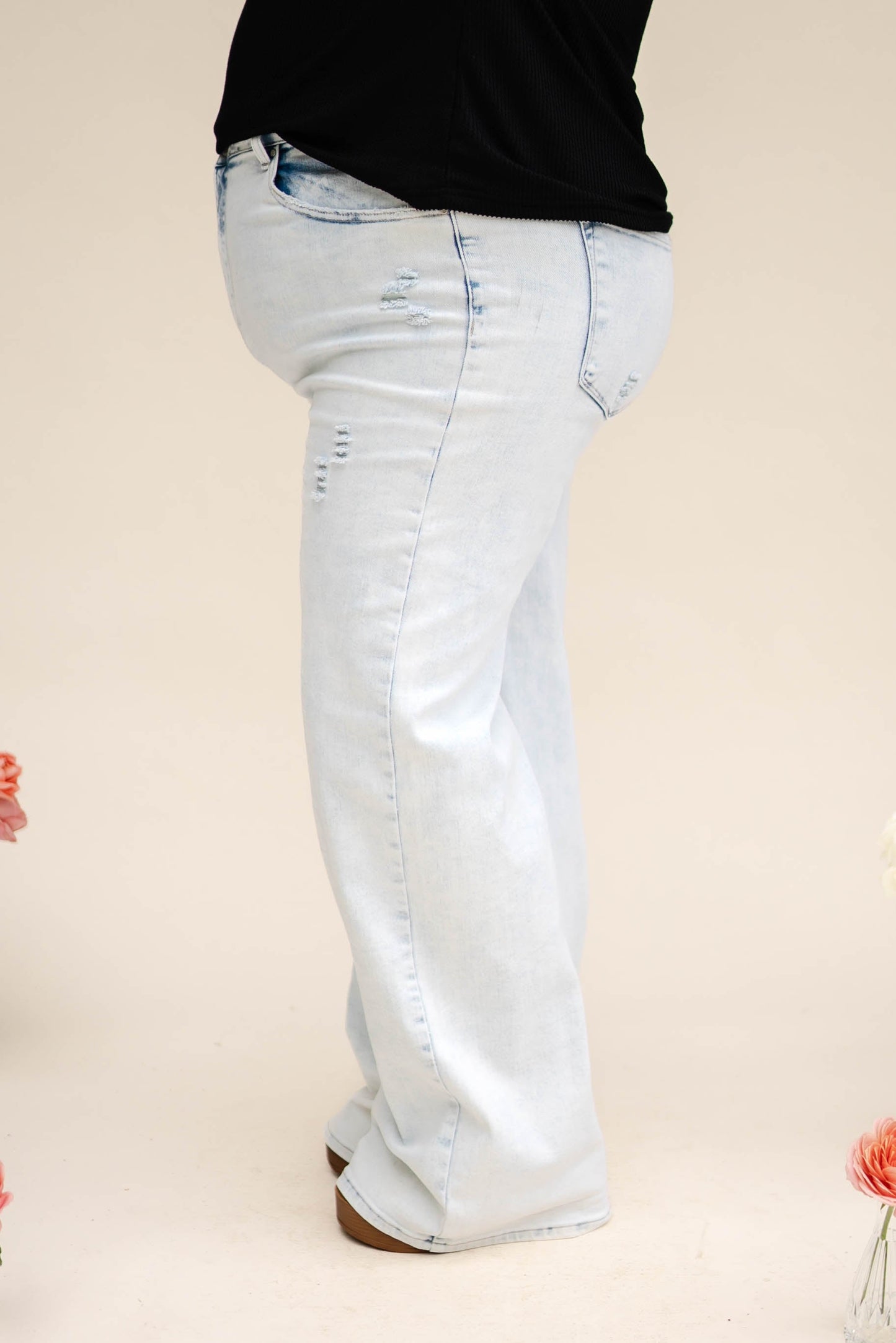 Risen Denim | Julia High Rise Acid Washed Wide Leg Jeans