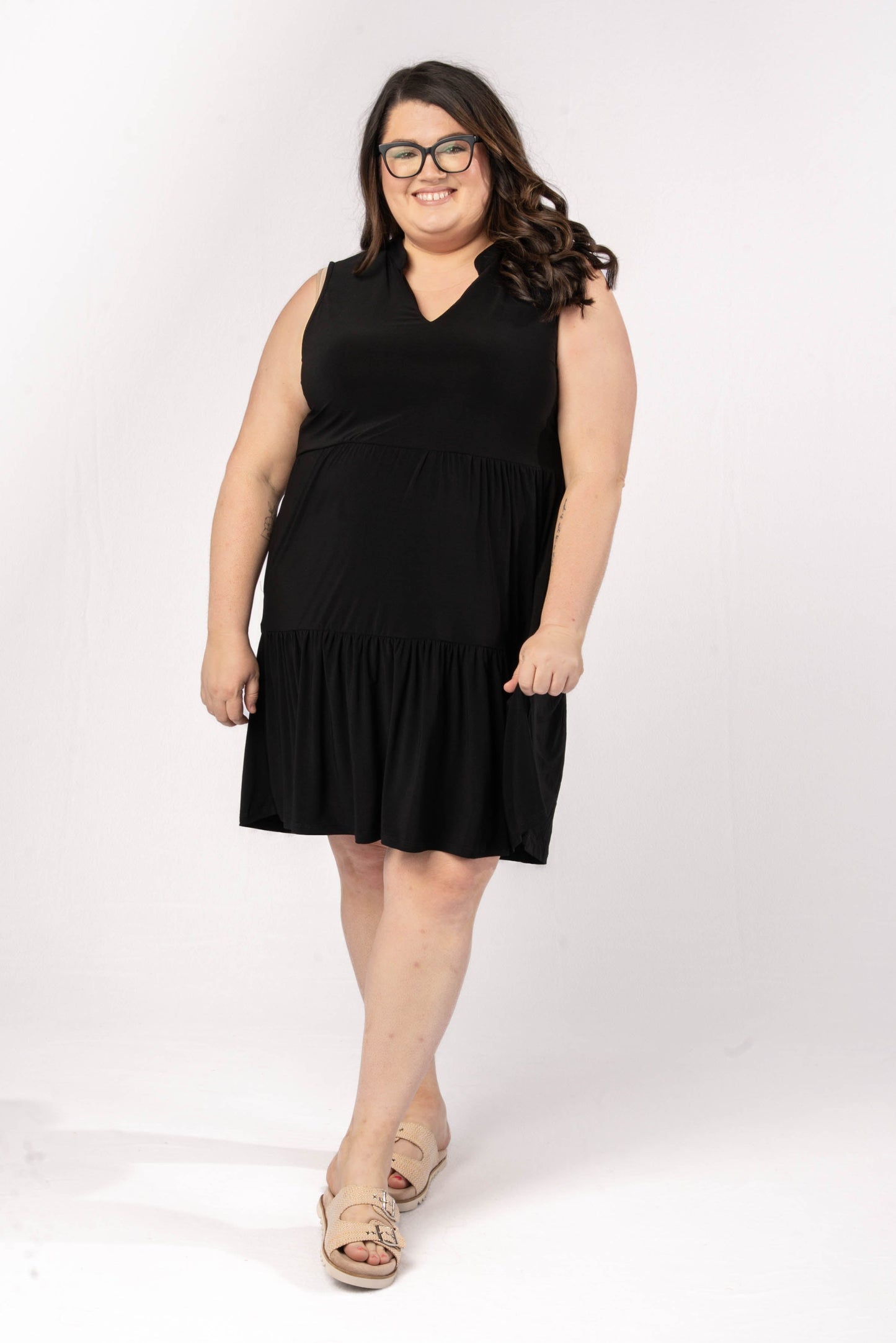 Liz Solid Tiered Dress