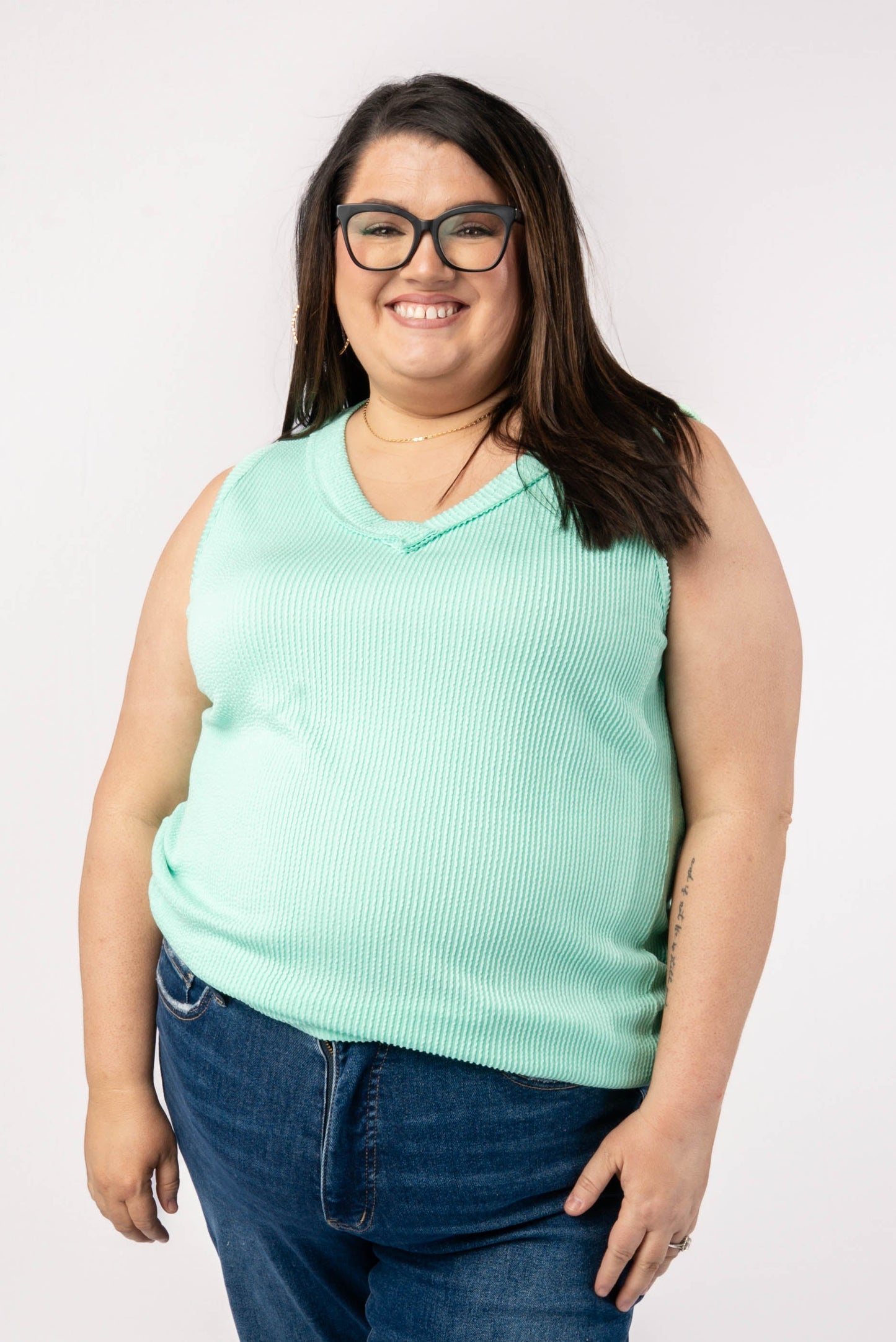 Corded Rib V-Neck Tank