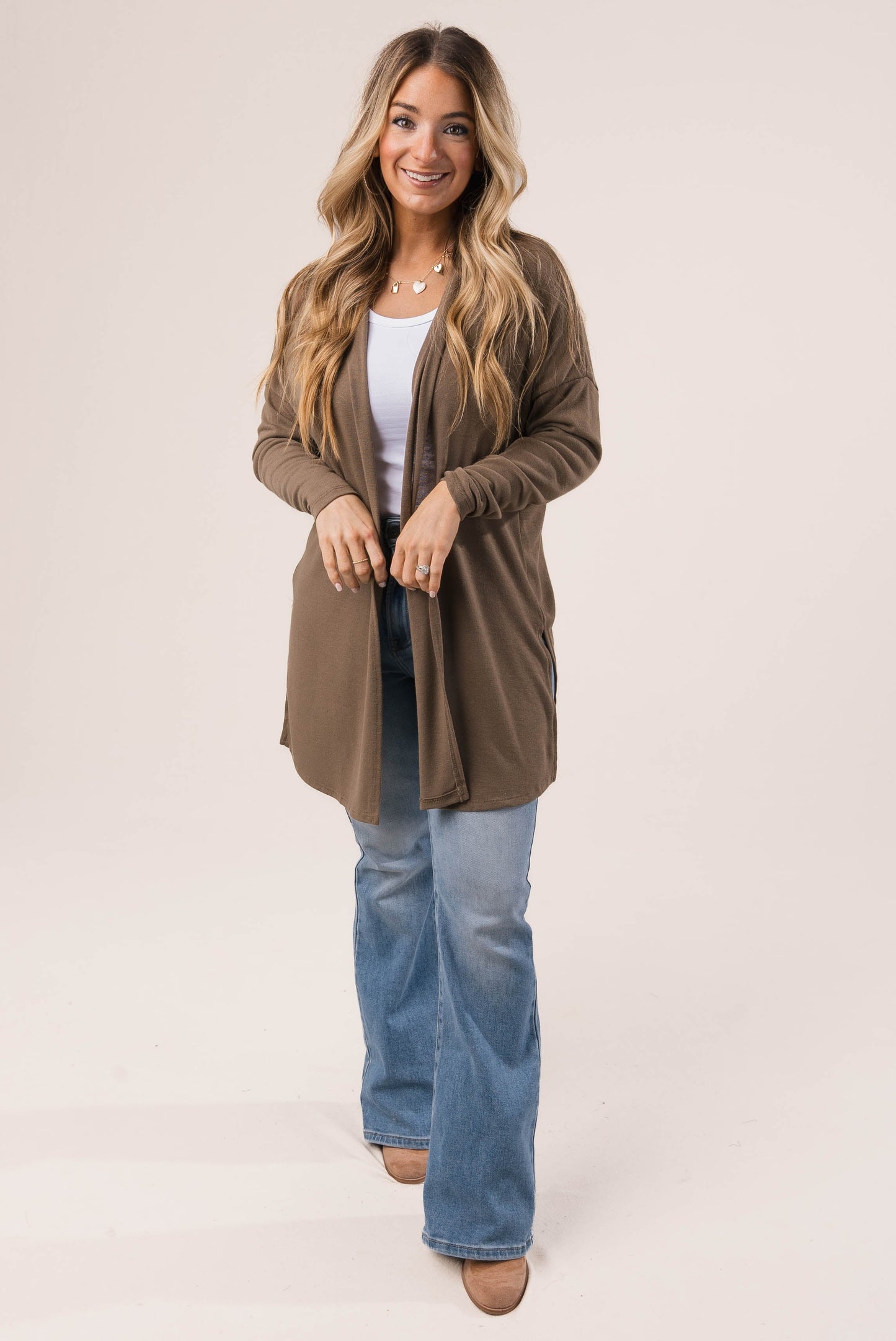 Lightweight Open Front Cardigan