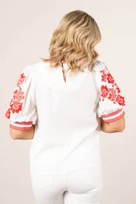 Textured Embroidered Detail Top