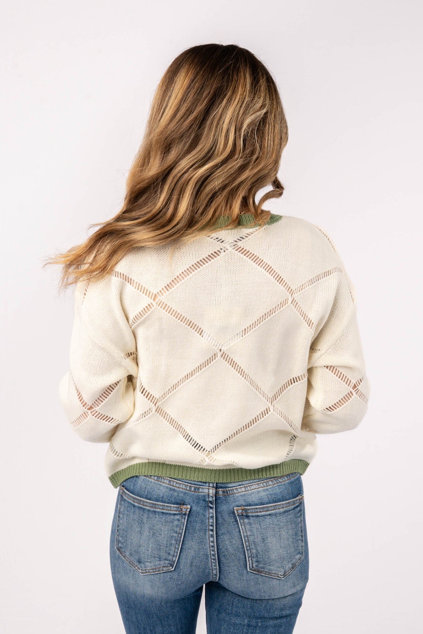 Floral Embroidered Open Knit Sweater