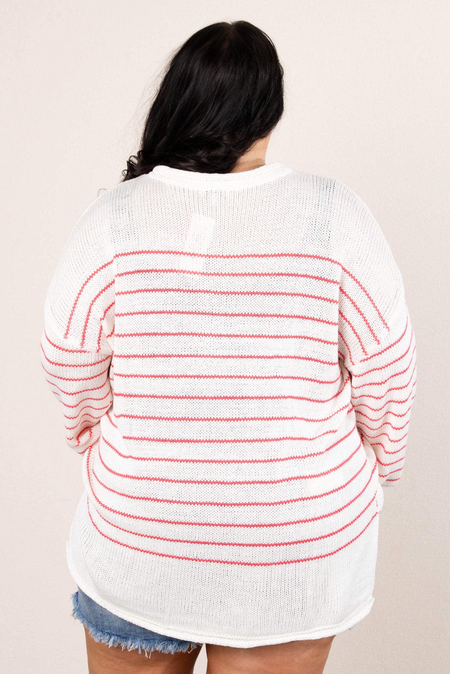 Striped Rolled Hem Sweater