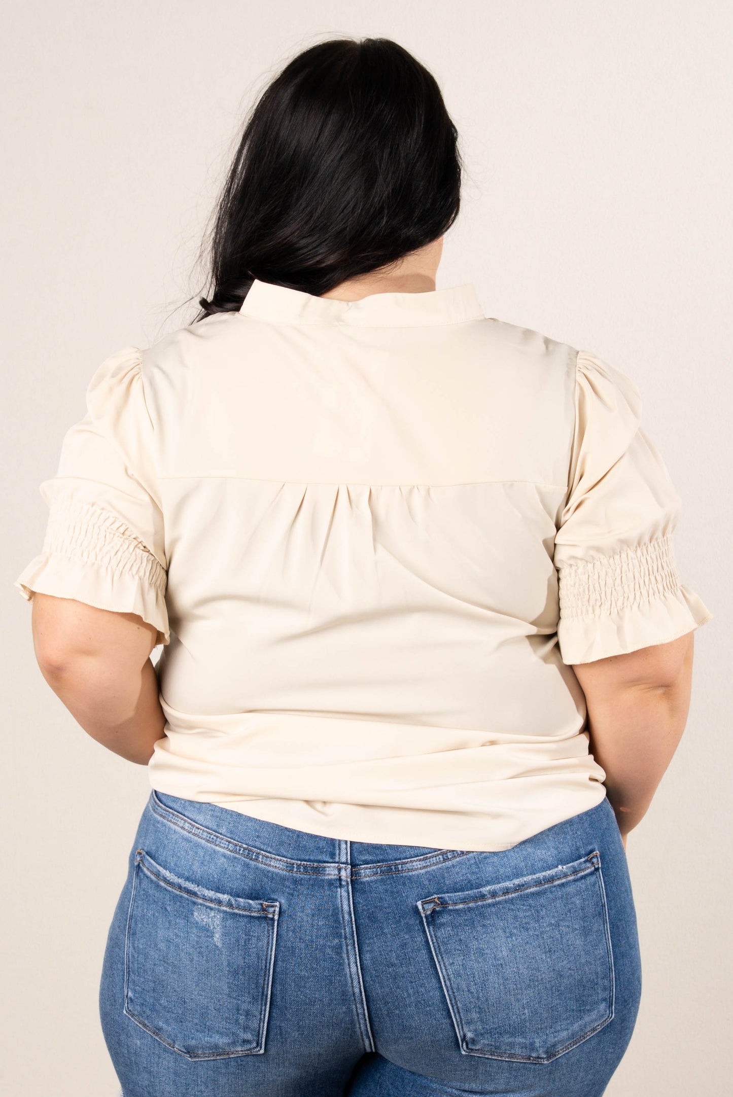 Pleat Front Smocked Sleeve Blouse *Final Sale*