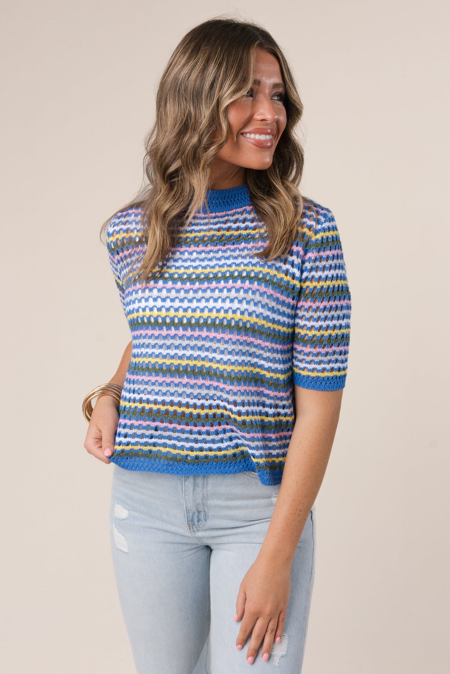 Striped Open Knit Top {More Colors}