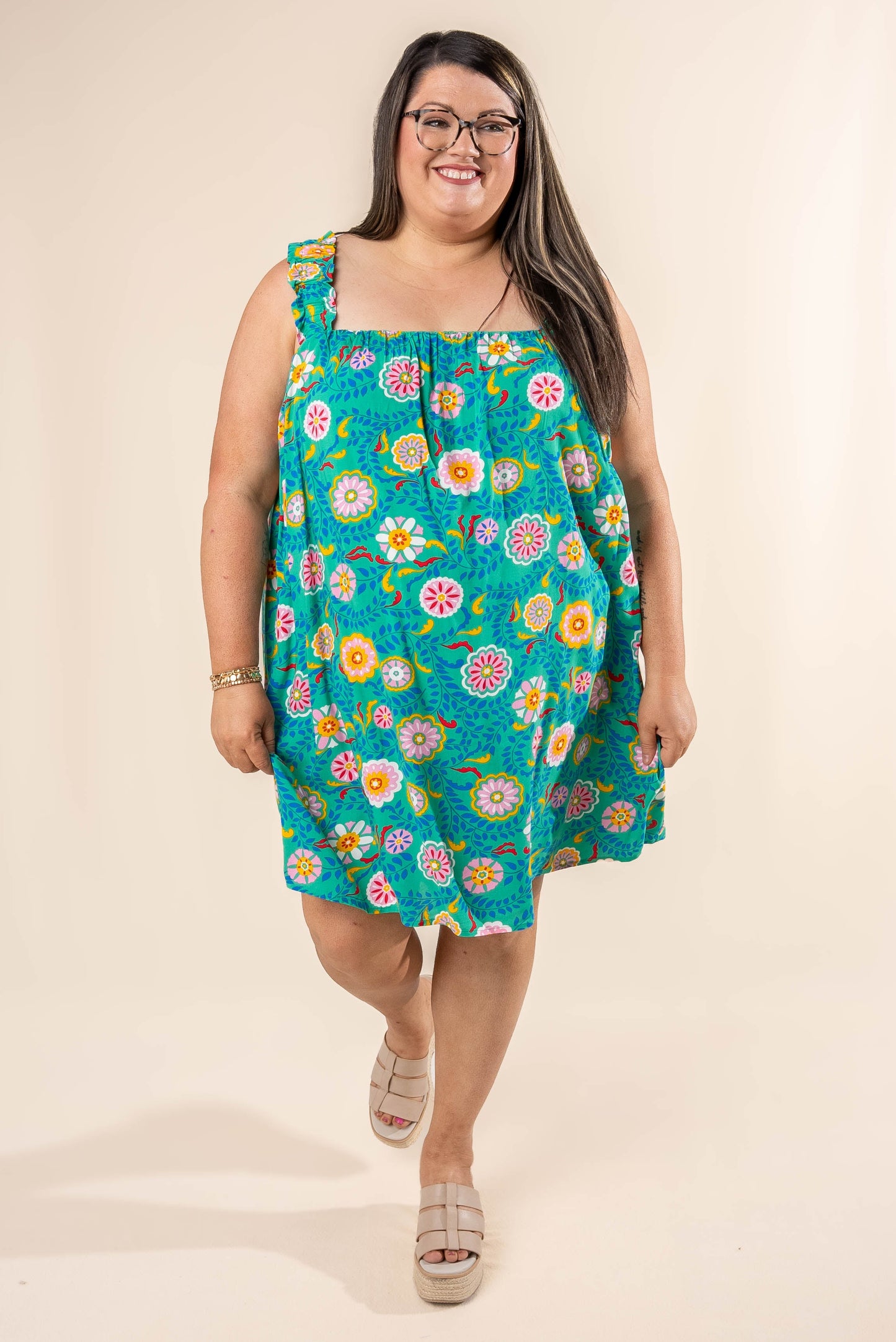 Floral Ruffle Shoulder Dress *Final Sale*