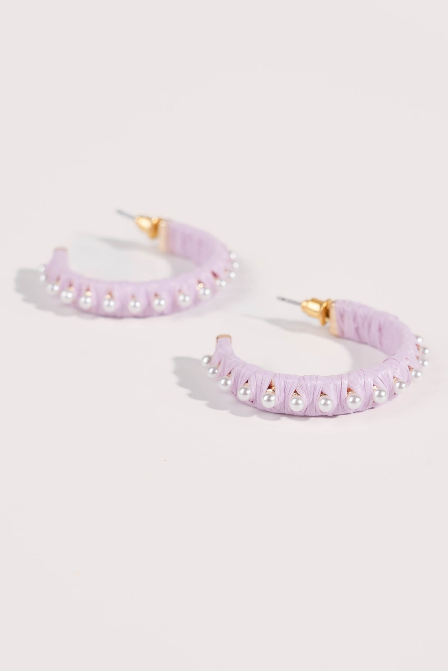 Raffia + Pearl Hoop Earrings