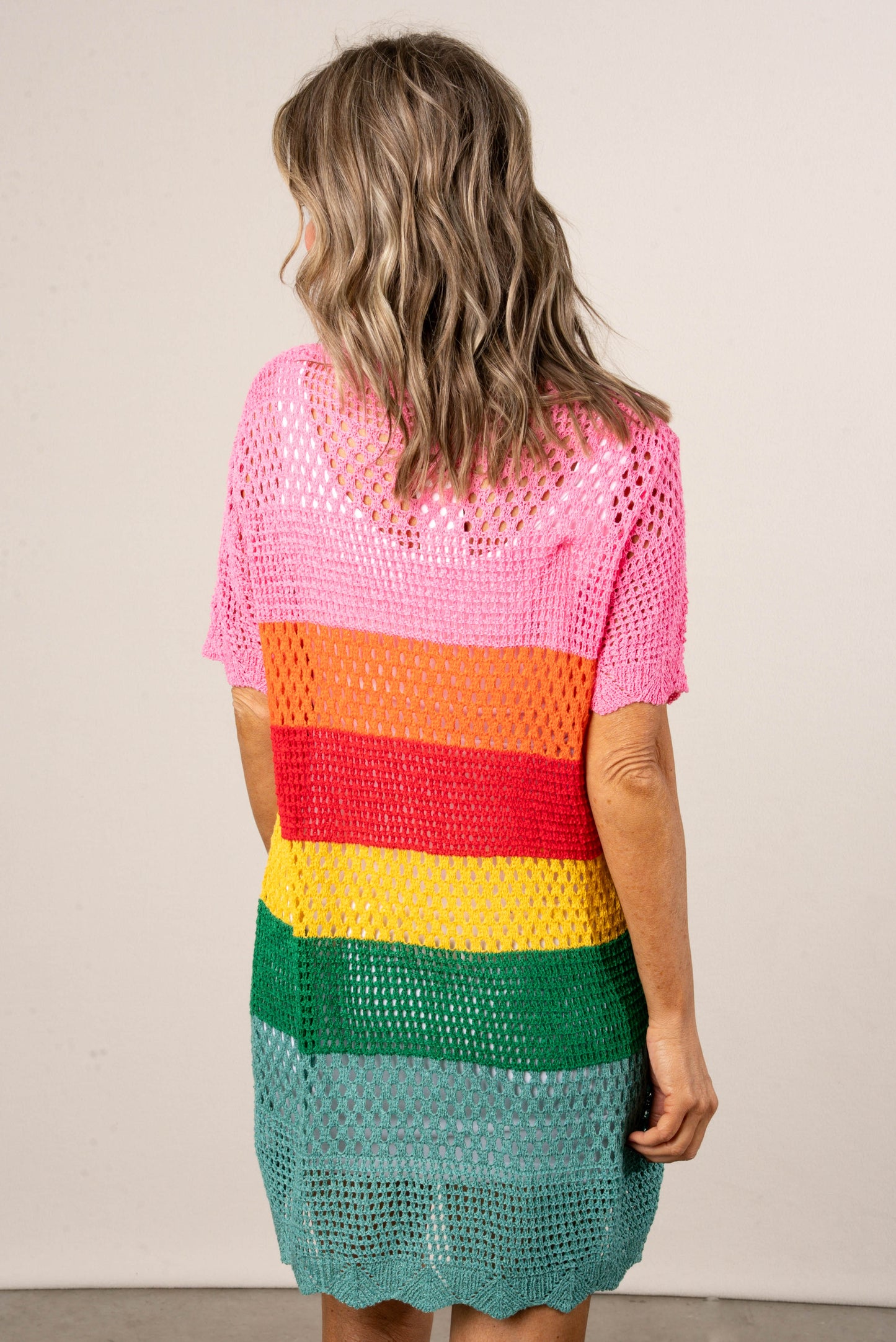 Georgia Mae Crocheted Striped Beach Cover-Up - Rainbow