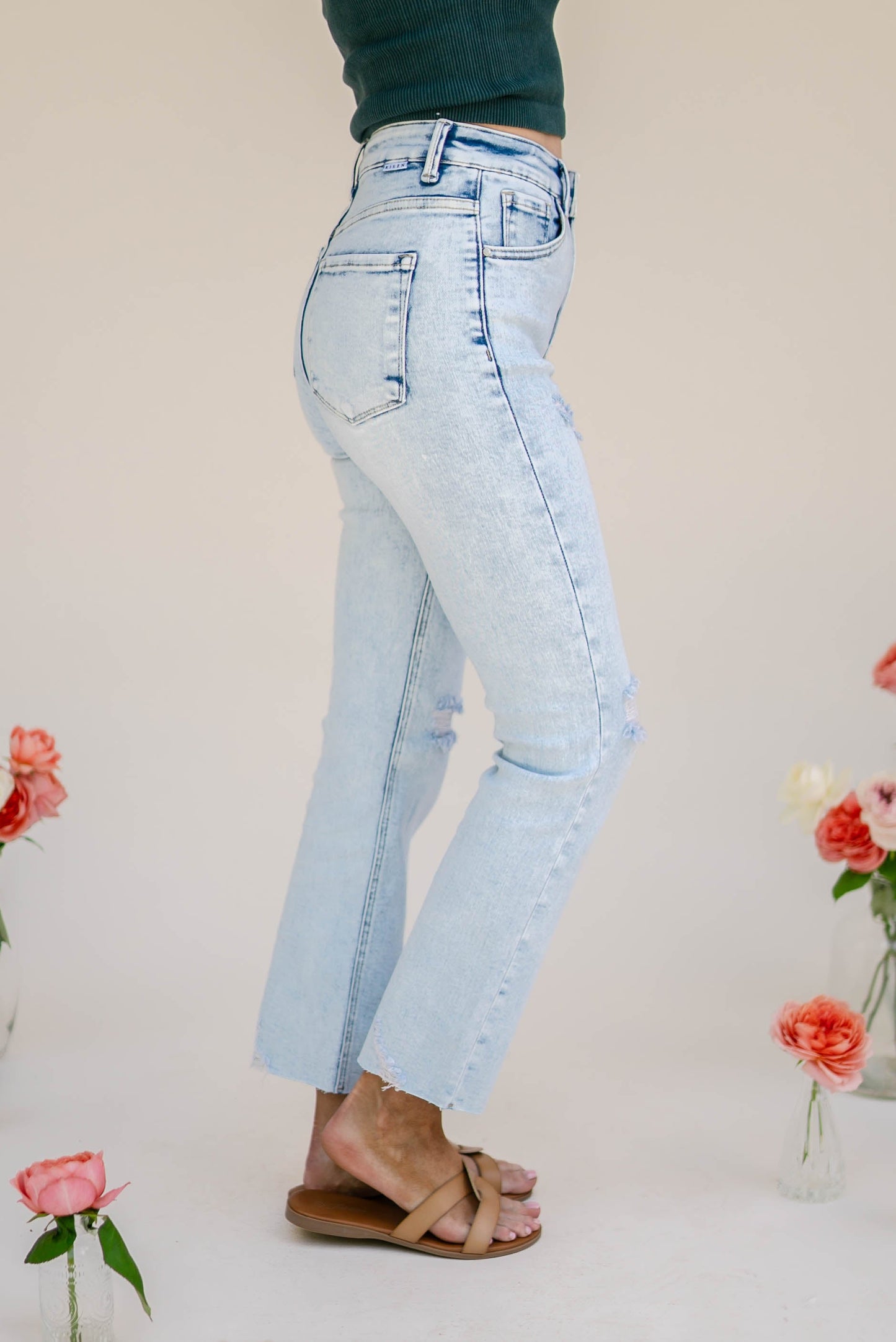 Risen Denim | Isla High Rise Crop Straight Leg Jeans