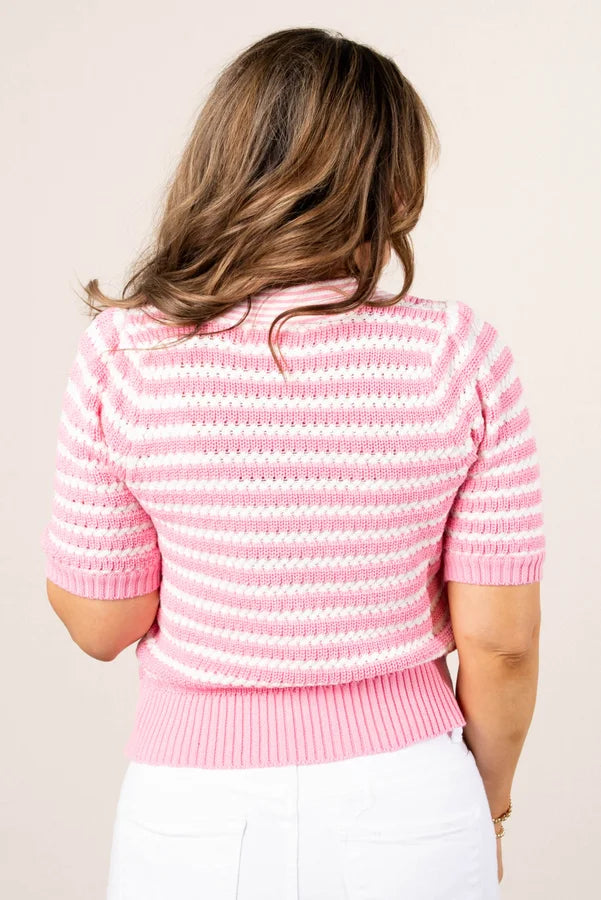 Striped Bow Front Sweater