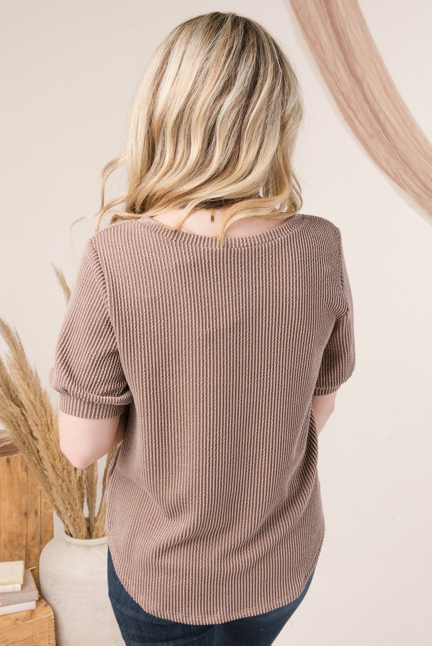 Ribbed Puff Sleeve Top