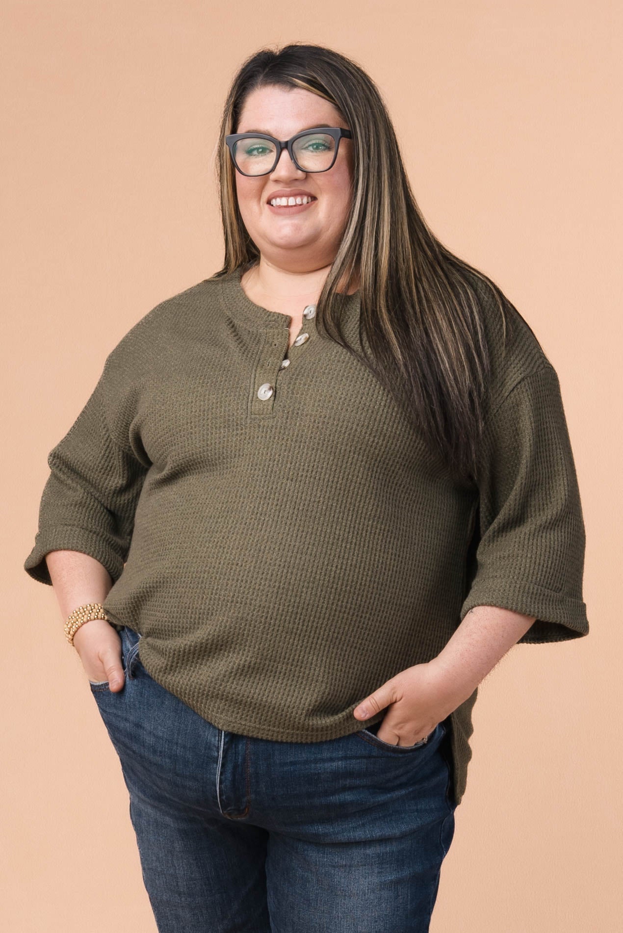 Waffle Knit Henley Top *Final Sale*