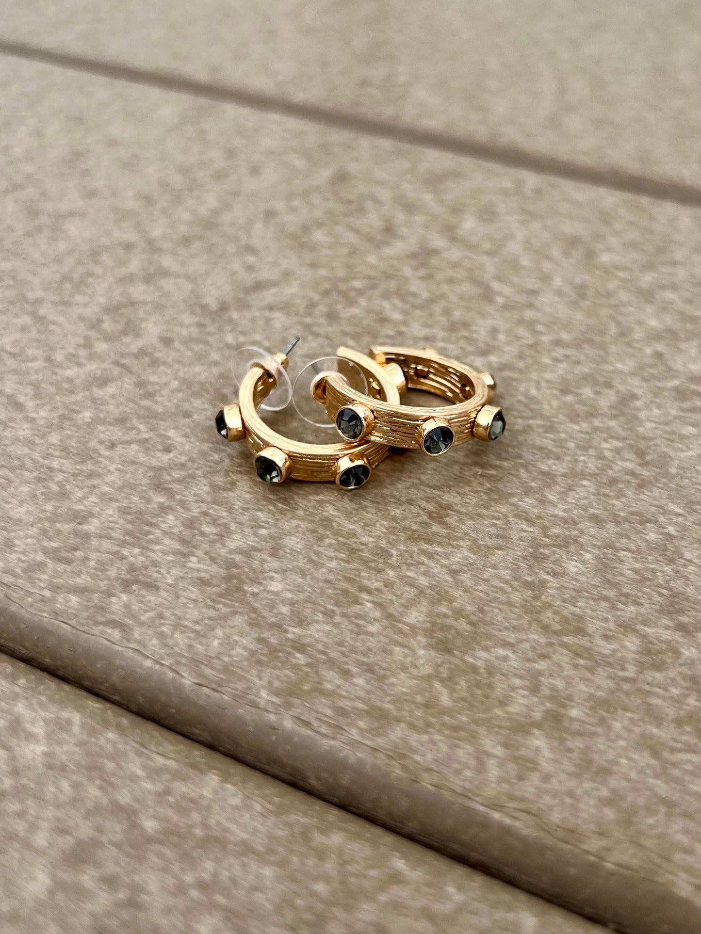 25mm CZ Textured Hoop Earrings