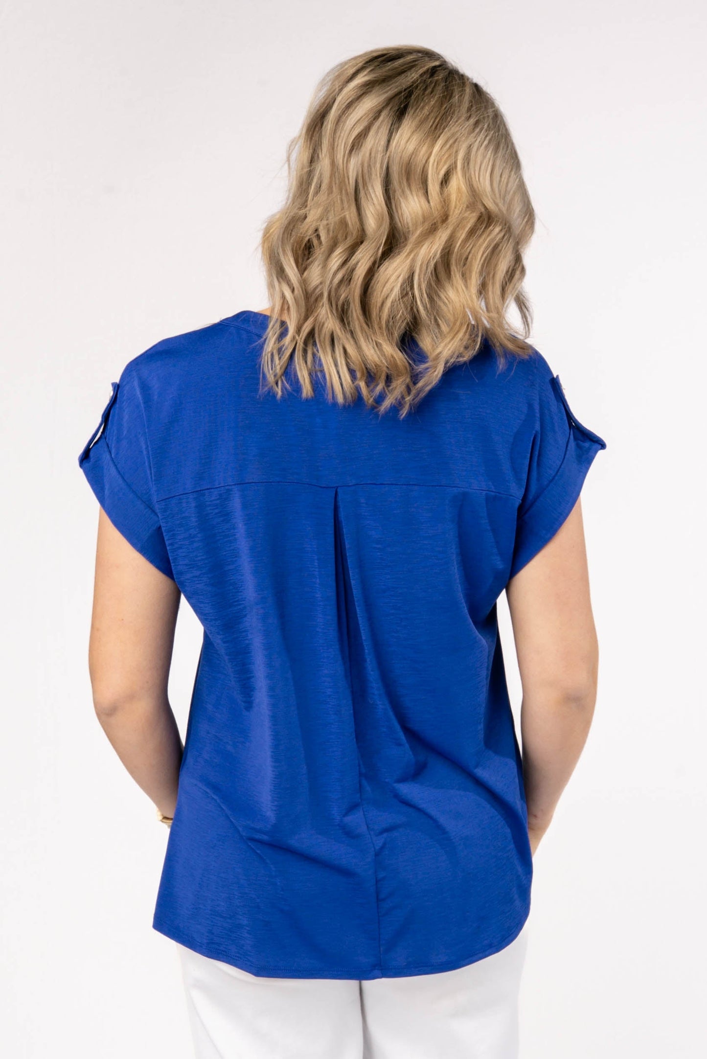 Liz Solid Short Tab Sleeve Top