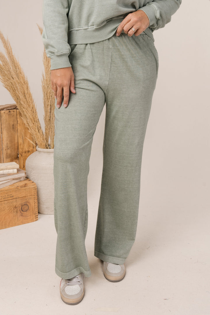 Washed Organic Cotton Wide Leg Pants