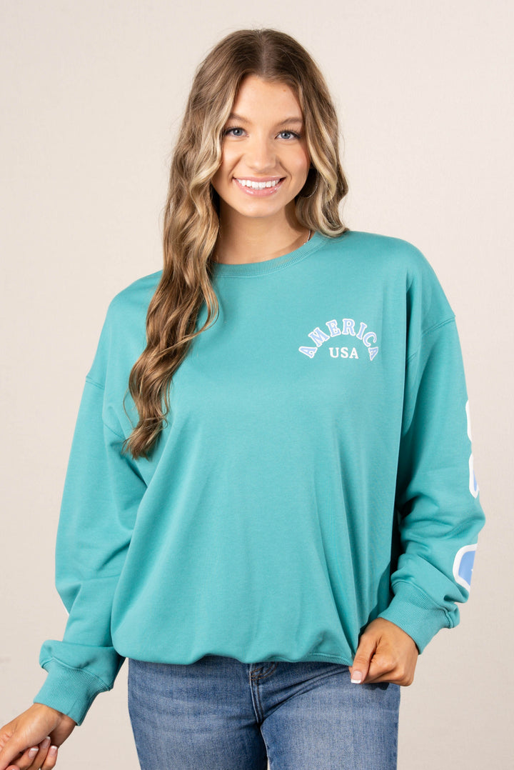 America Drop Shoulder Graphic Sweatshirt