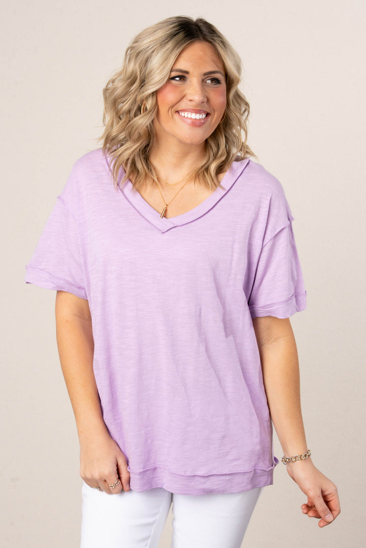 Slub Knit Exposed Seam Tee