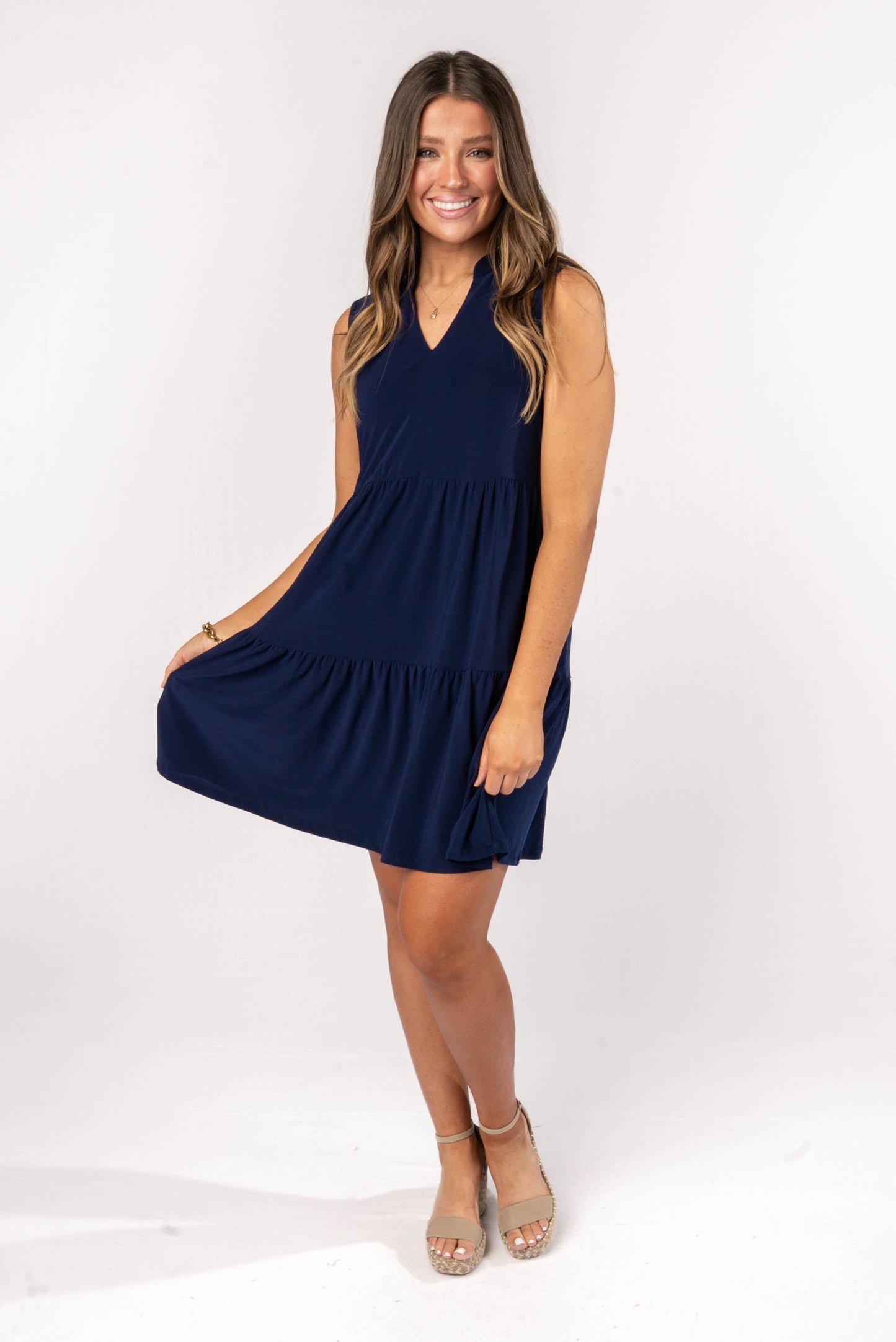 Liz Solid Tiered Dress