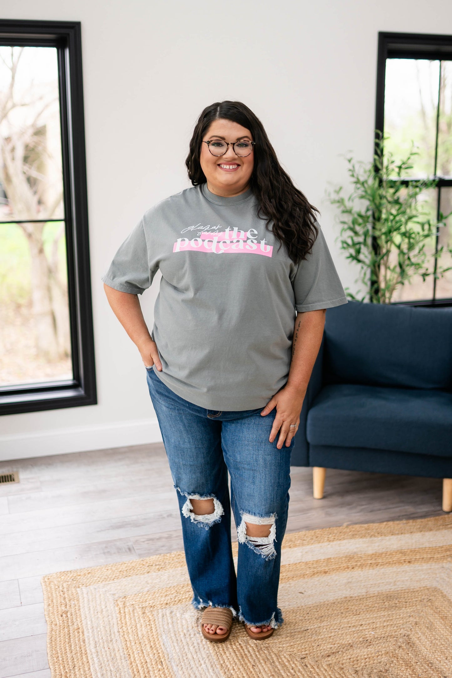 Glamour Farms The Podcast Graphic Tee in Gray *Final Sale*