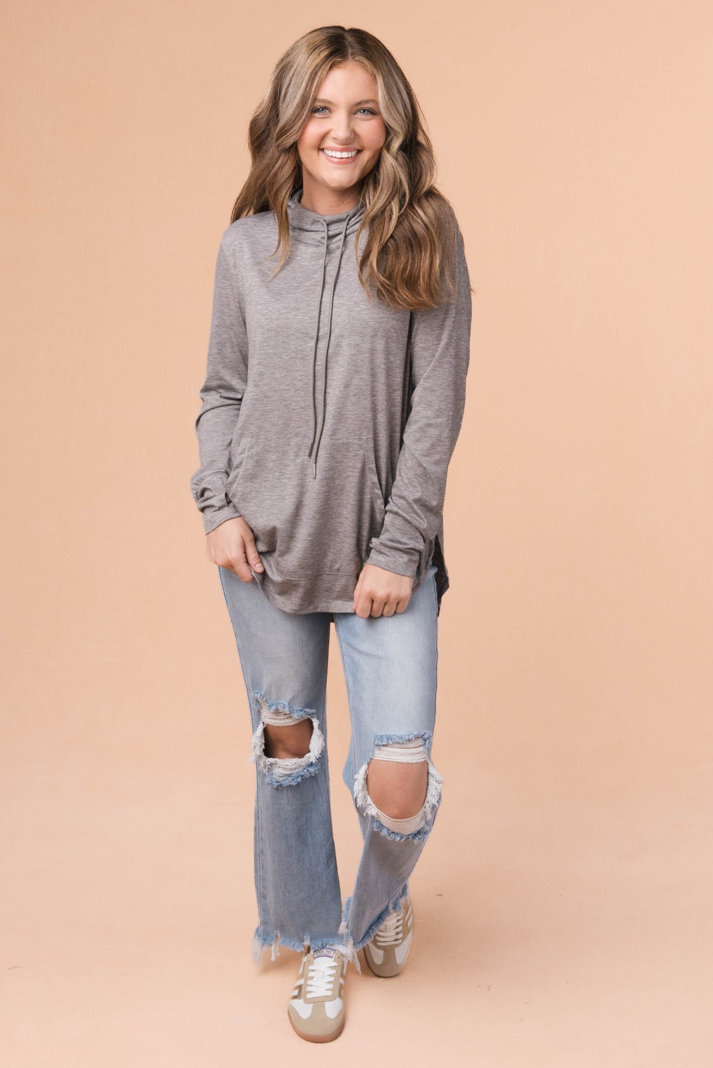 Thumbhole Cuff Hooded Pullover