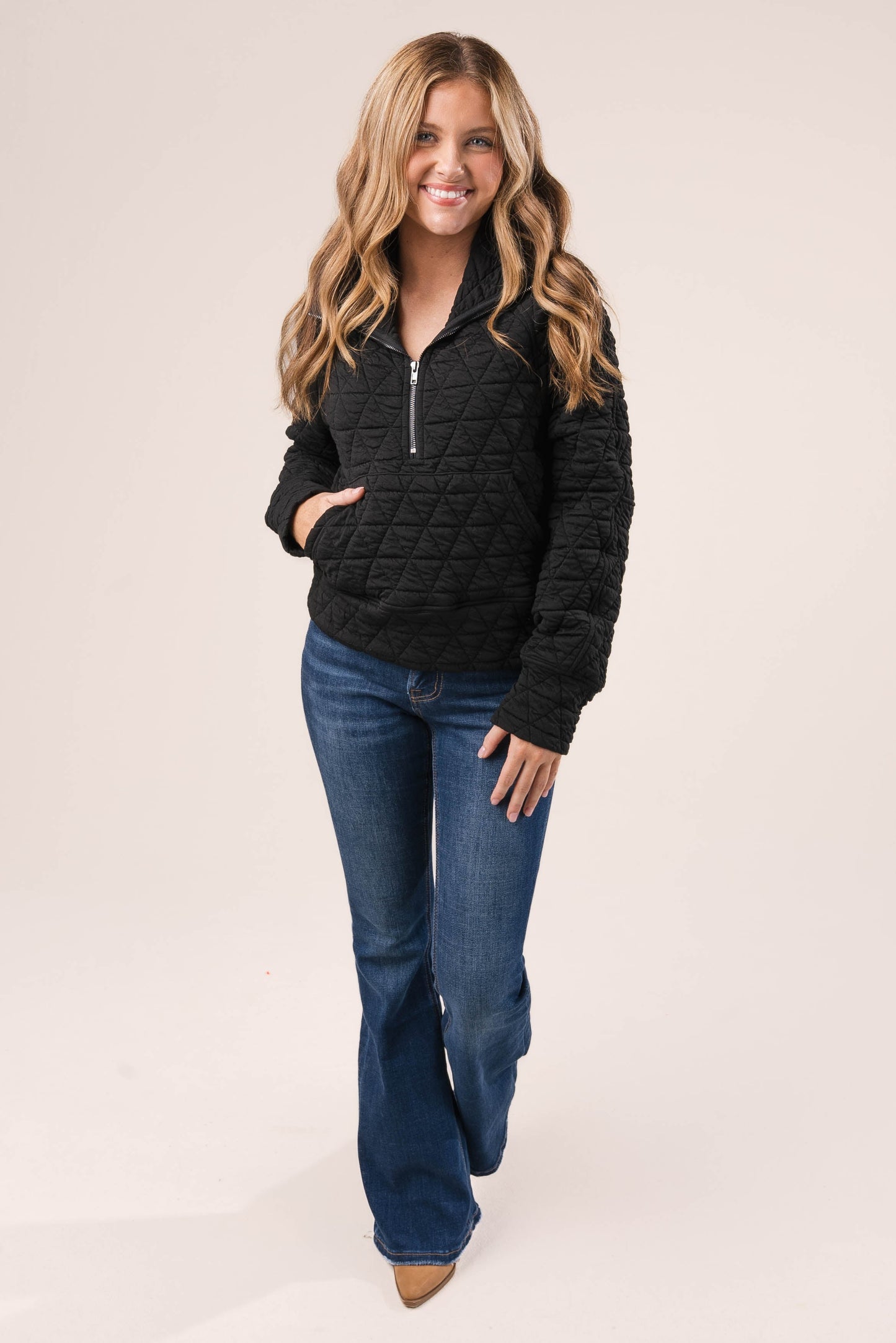 Diamond Quilt Half Zip Pullover