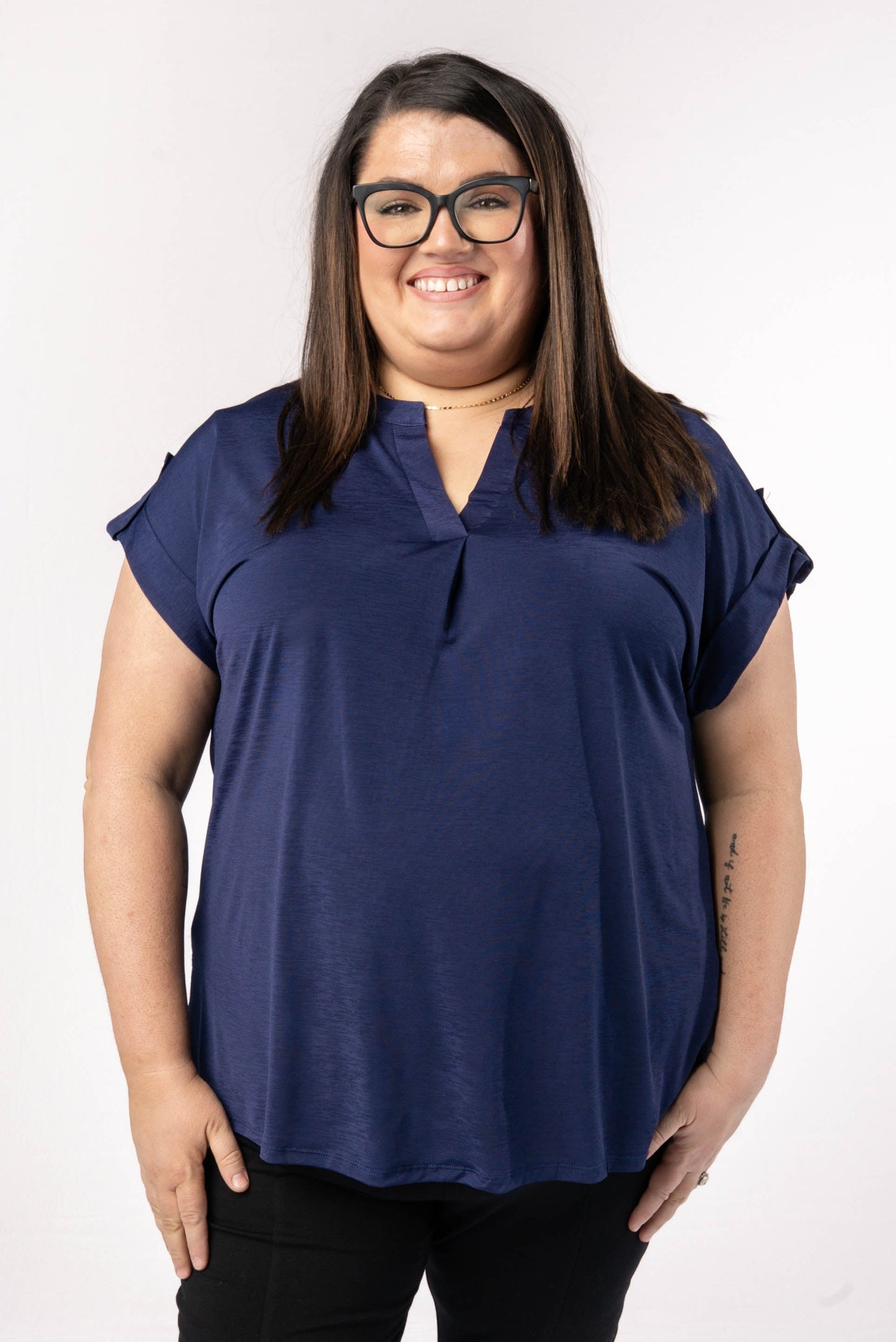 Liz Solid Short Tab Sleeve Top