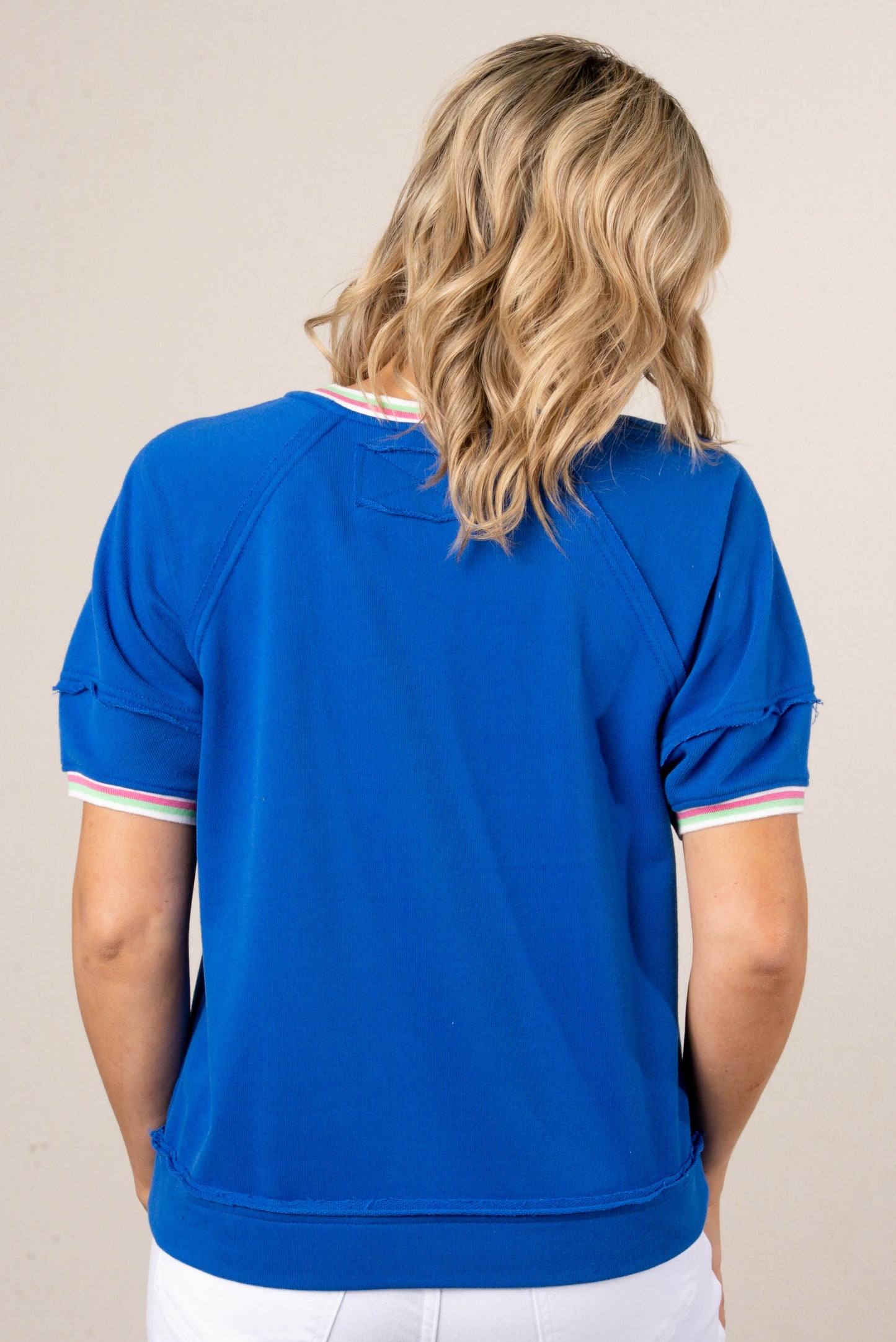 Contrast Trim Exposed Seam Sweatshirt
