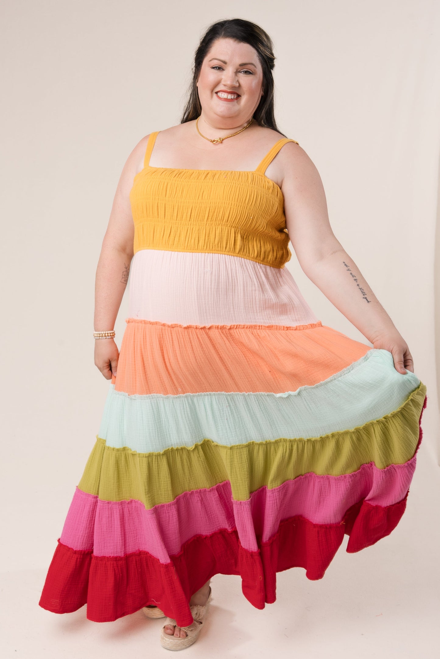 Gauze Knit Rainbow Sundress