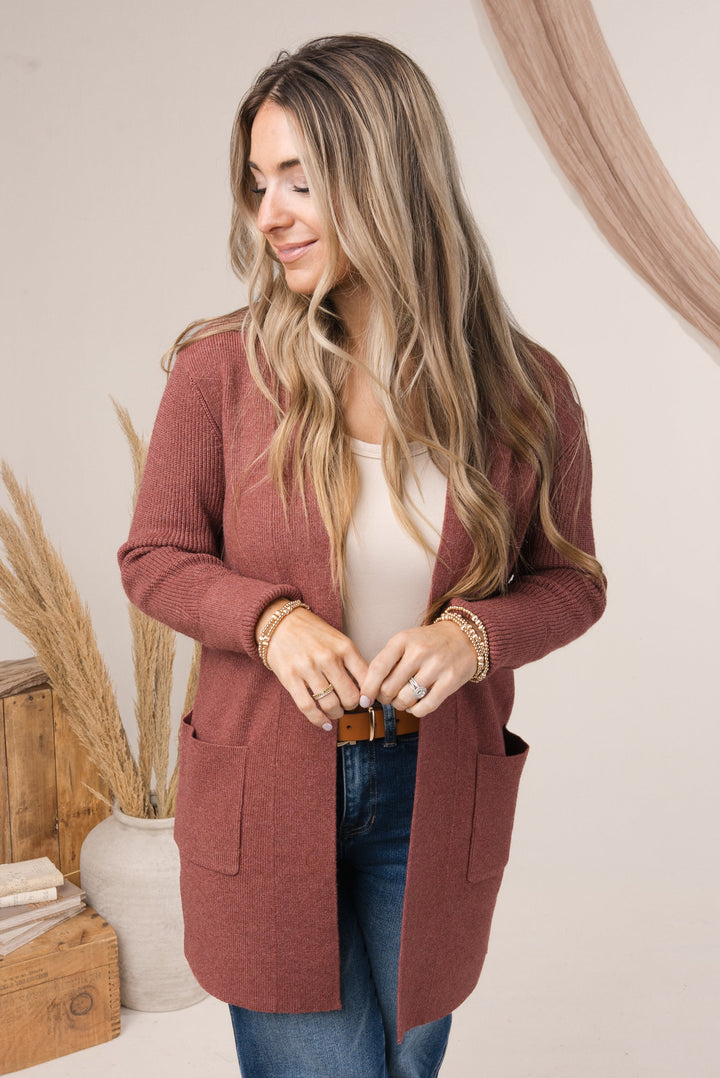 Open Front Pocket Cardigan