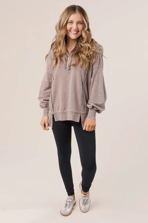 Mineral Washed Half Snap Pullover