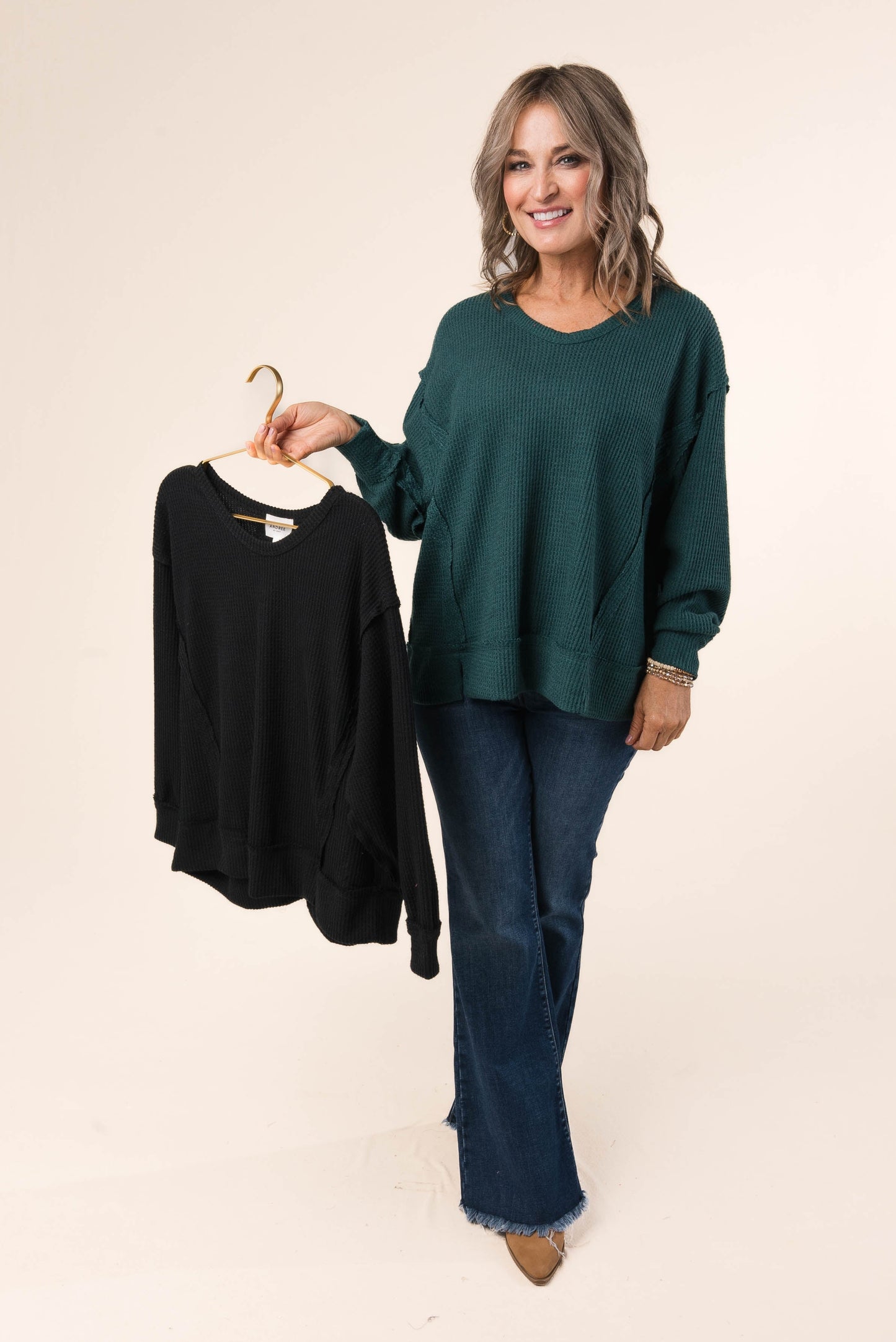 Waffle Knit Raw Seamed Top *Final Sale*