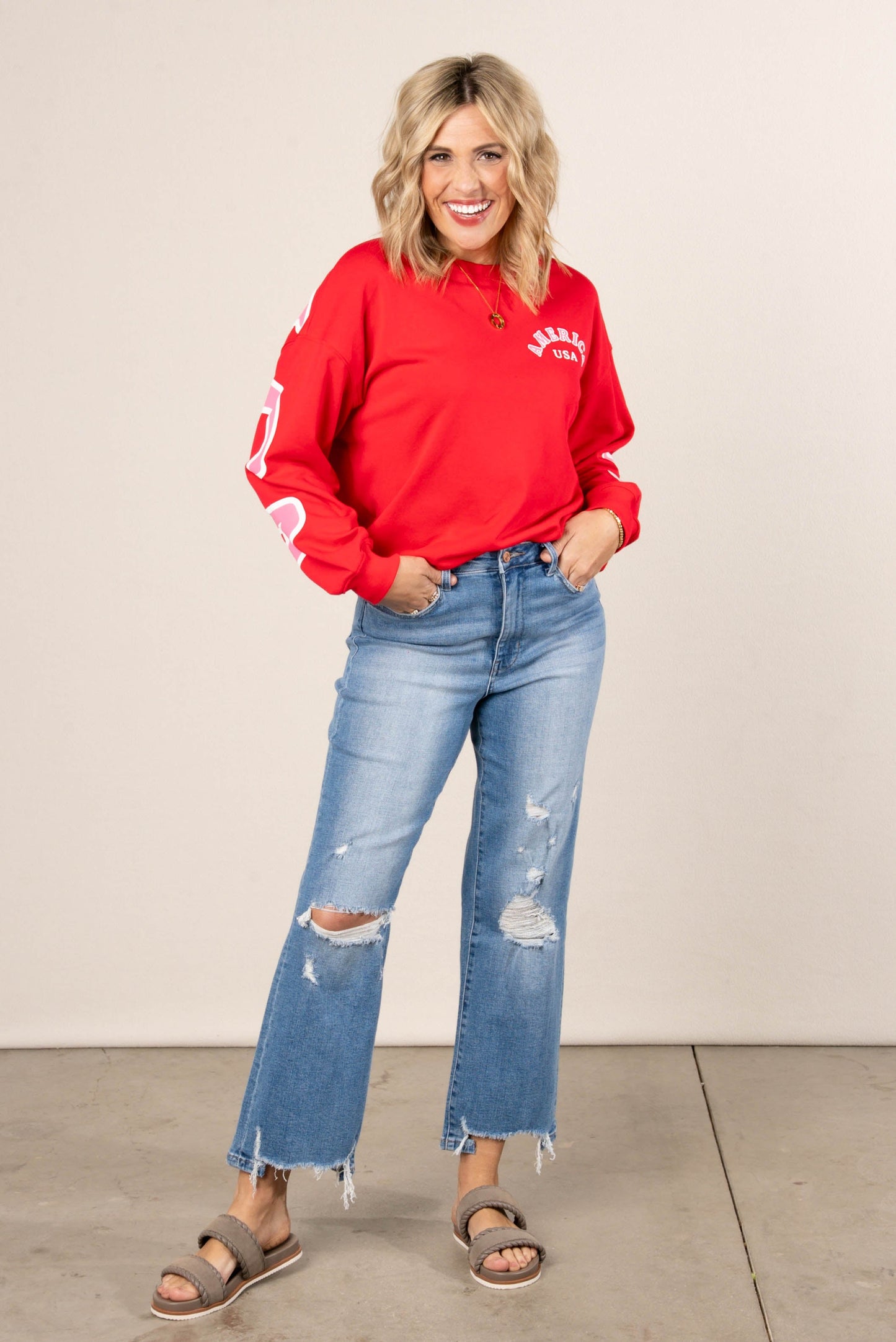America Drop Shoulder Graphic Sweatshirt